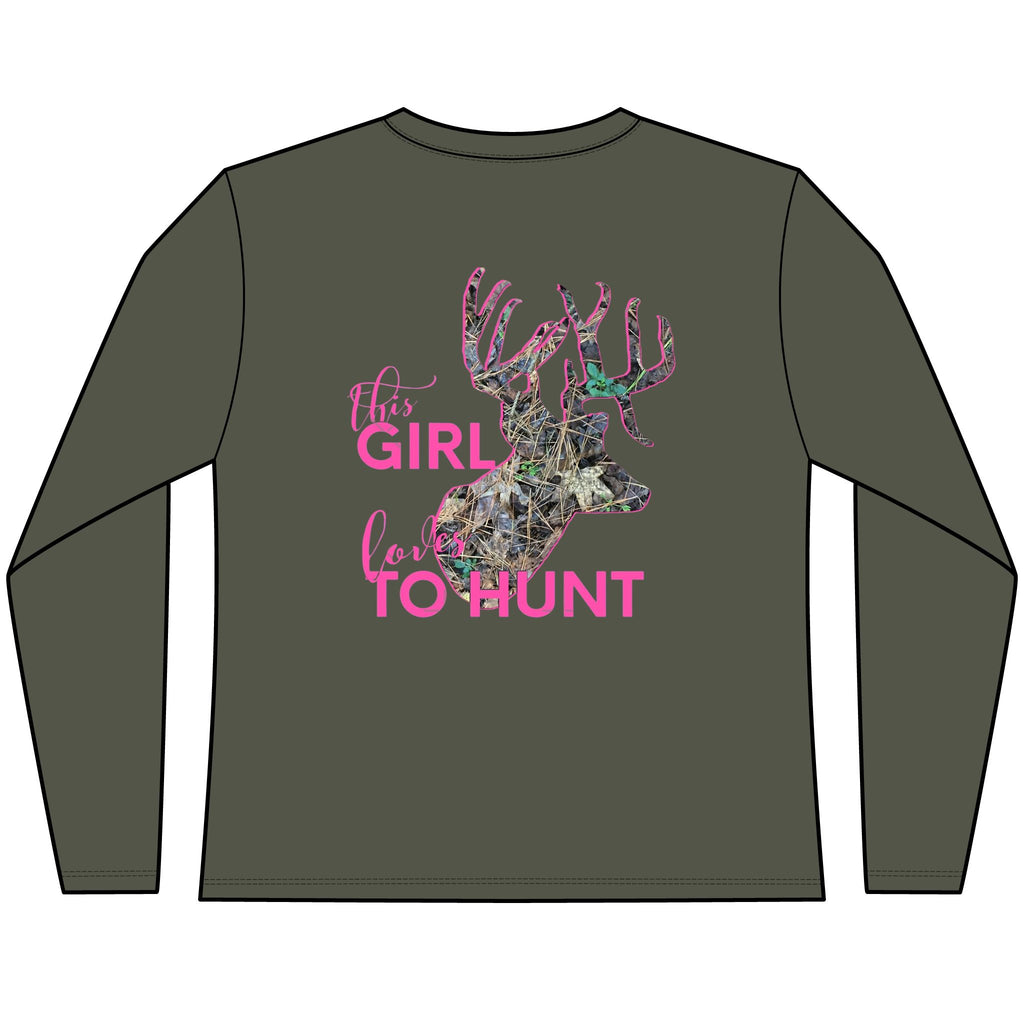 This Girl Loves To Hunt Women’s Perfect Blend® CVC Long Sleeve Tee